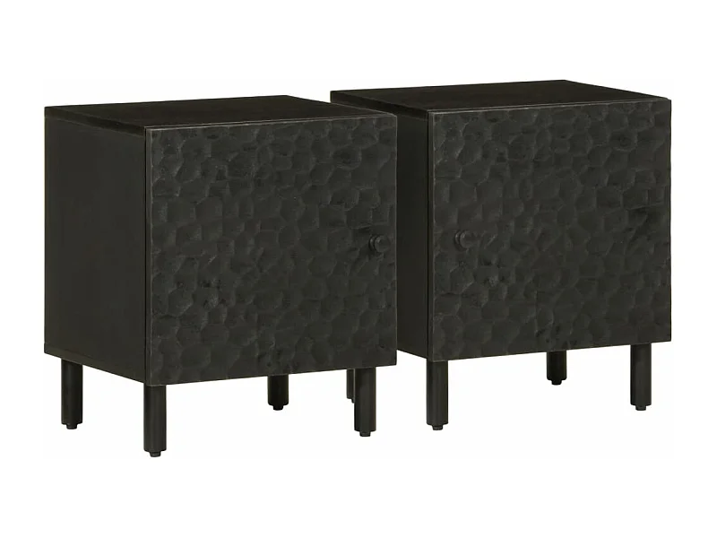 Mesitas de noche 2 unidades madera maciza de mango negro 40x33x46 cm