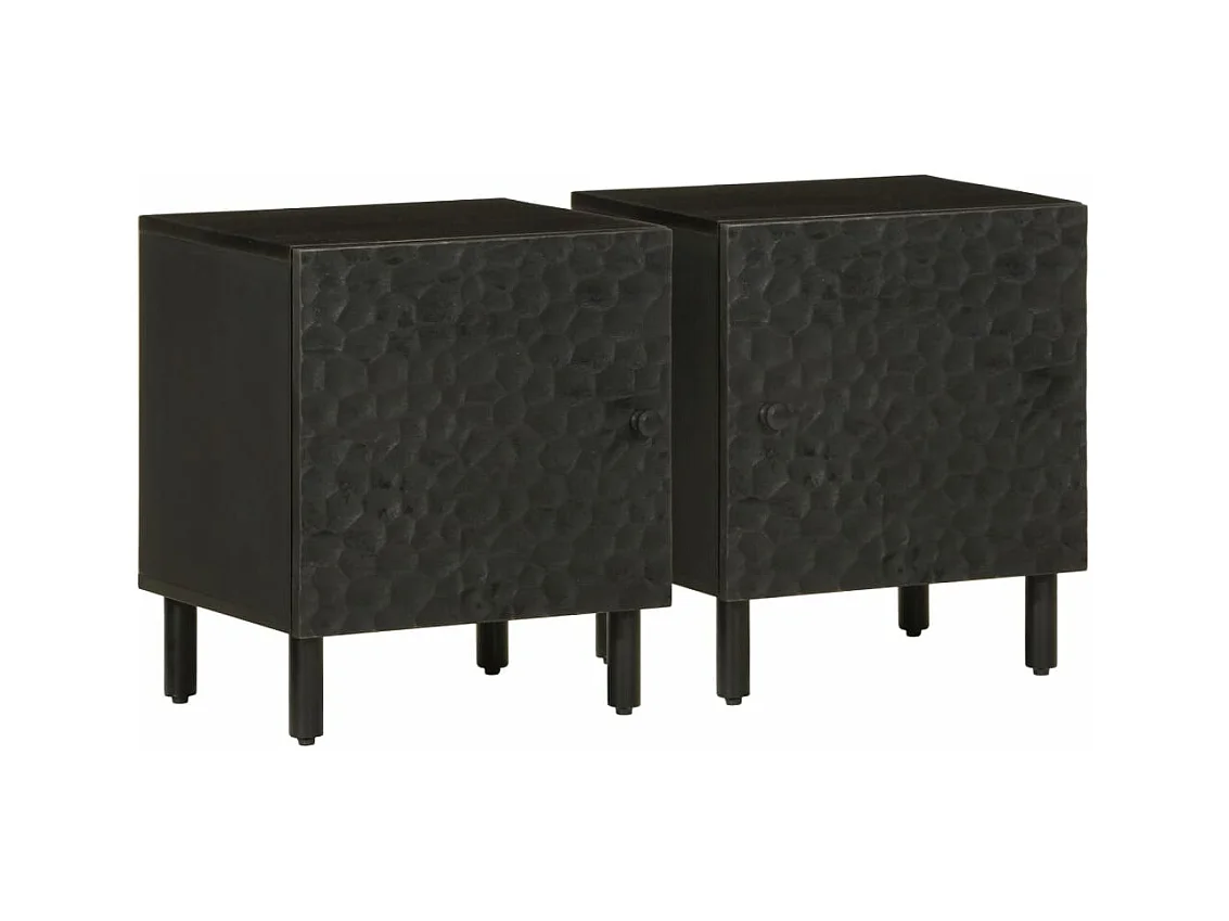 Tables de chevet 2 pièces noir 40x33x46 cm bois de manguier solide