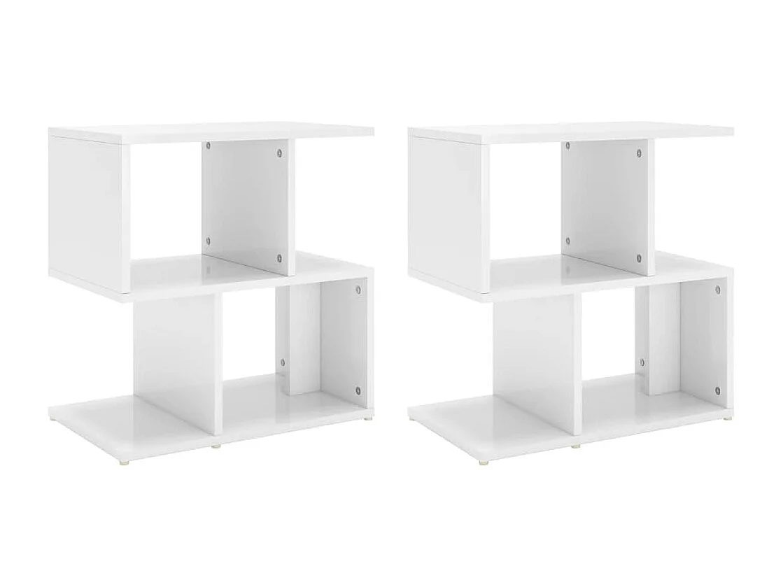 Tables de chevet 2 pièces Blanc brillant 50x30x51,5 cm Aggloméré