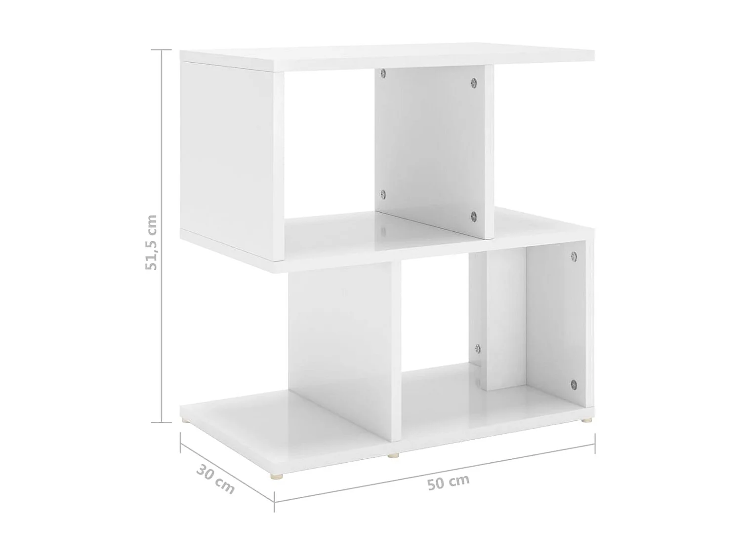 Tables de chevet 2 pièces Blanc brillant 50x30x51,5 cm Aggloméré