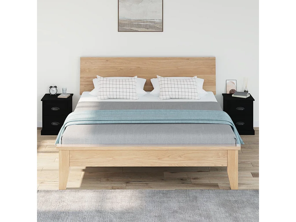 Mesitas de noche 2 unidades madera contrachapada negro 39x39x47,5 cm