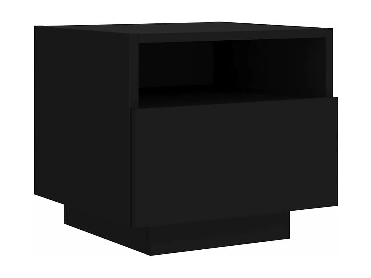 Nachtkastje met LED-verlichting 40x39x37 cm zwart