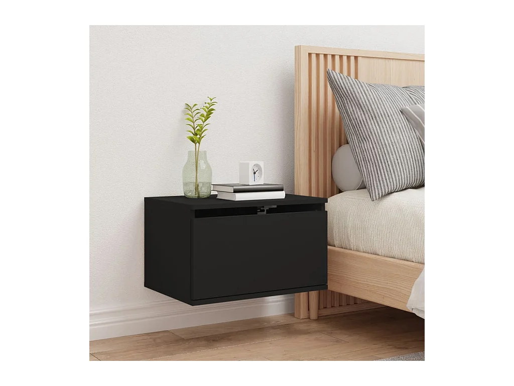 Table de chevet murale avec lumières LED noir