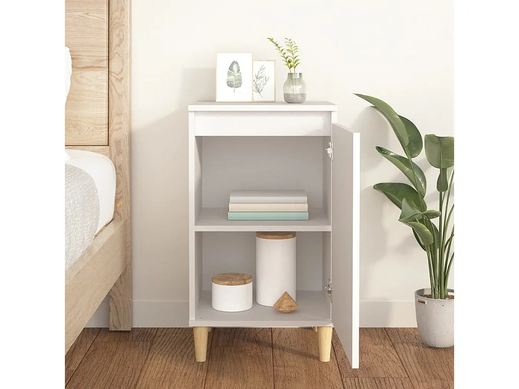 Table de chevet blanc 40x35x70 cm bois d’ingénierie