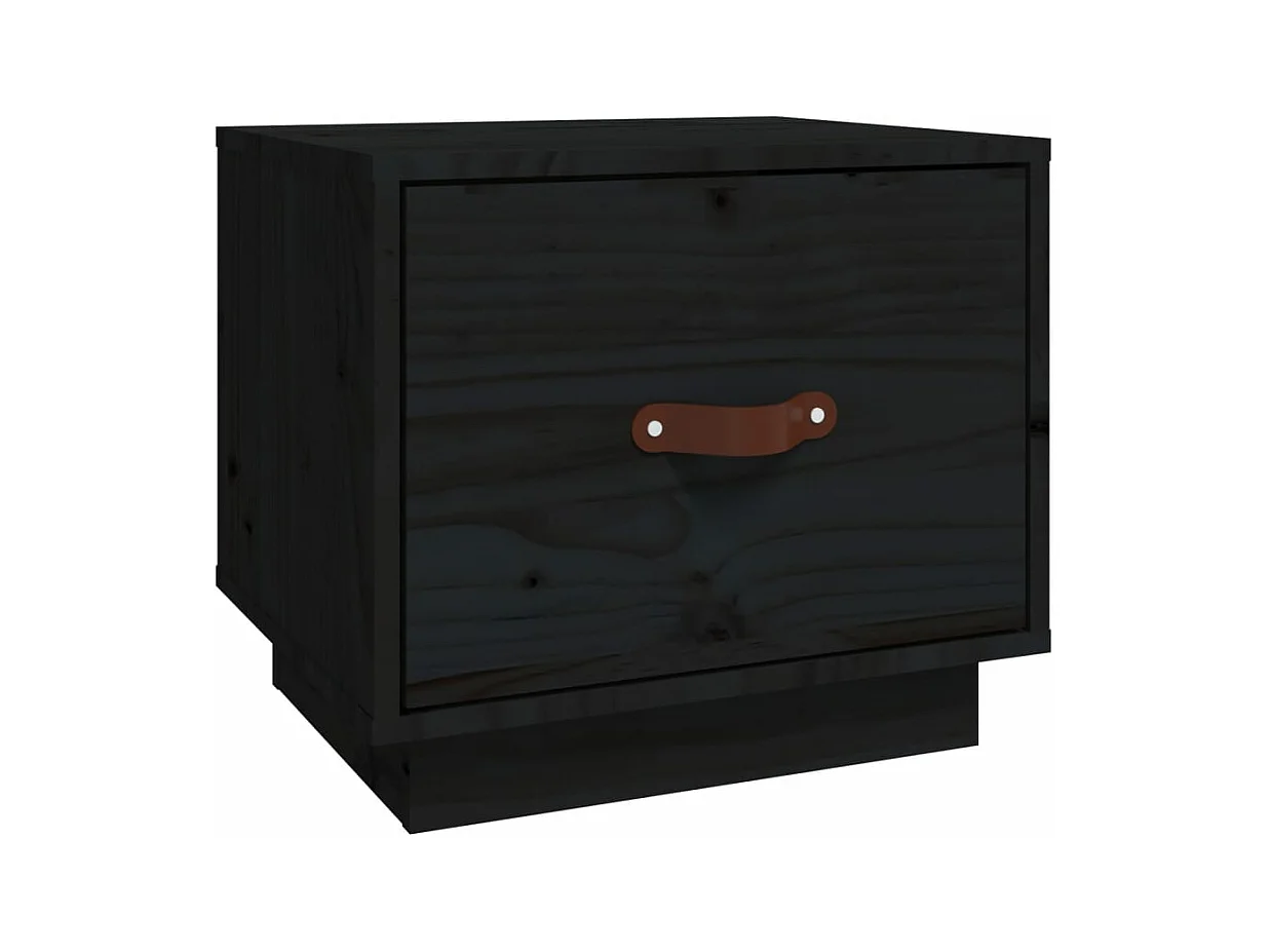 Table de chevet Noir 40x34x35 cm Bois de pin solide