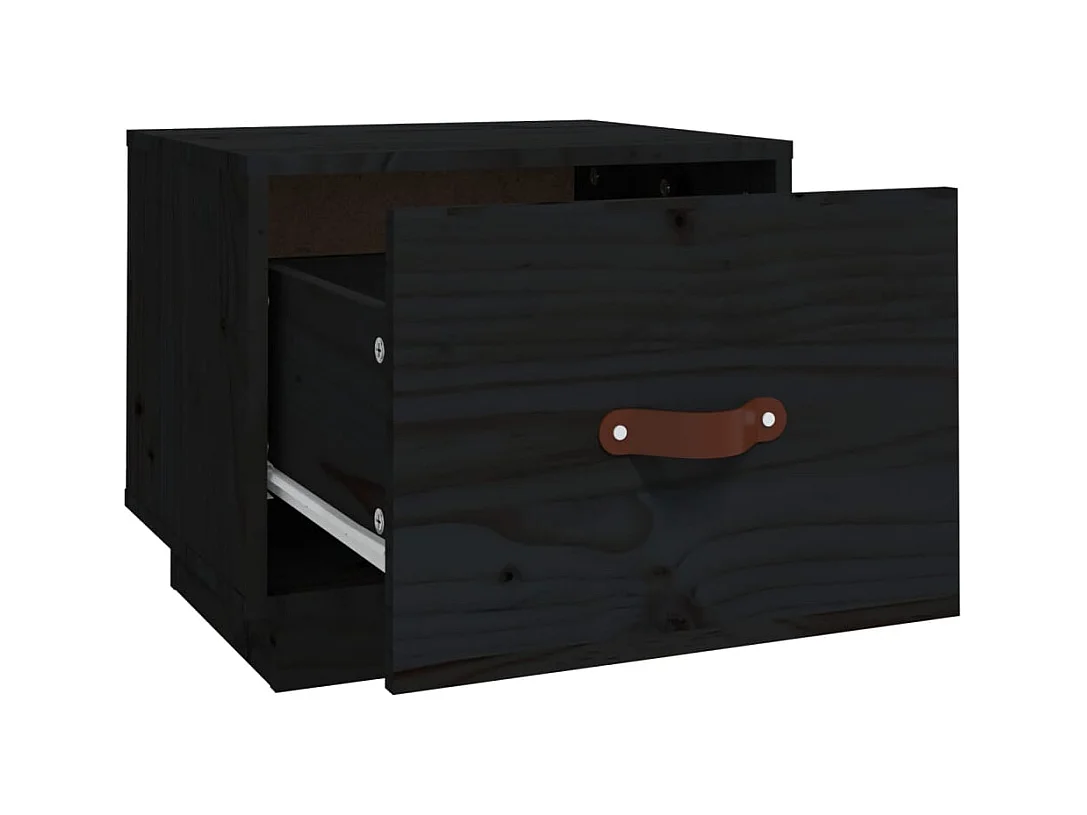 Table de chevet Noir 40x34x35 cm Bois de pin solide