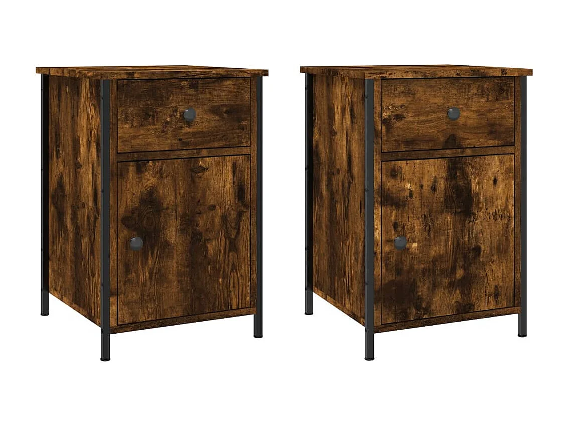 Tables de chevet 2 pièces chêne fumé 40x42x60 cm bois d'ingénierie