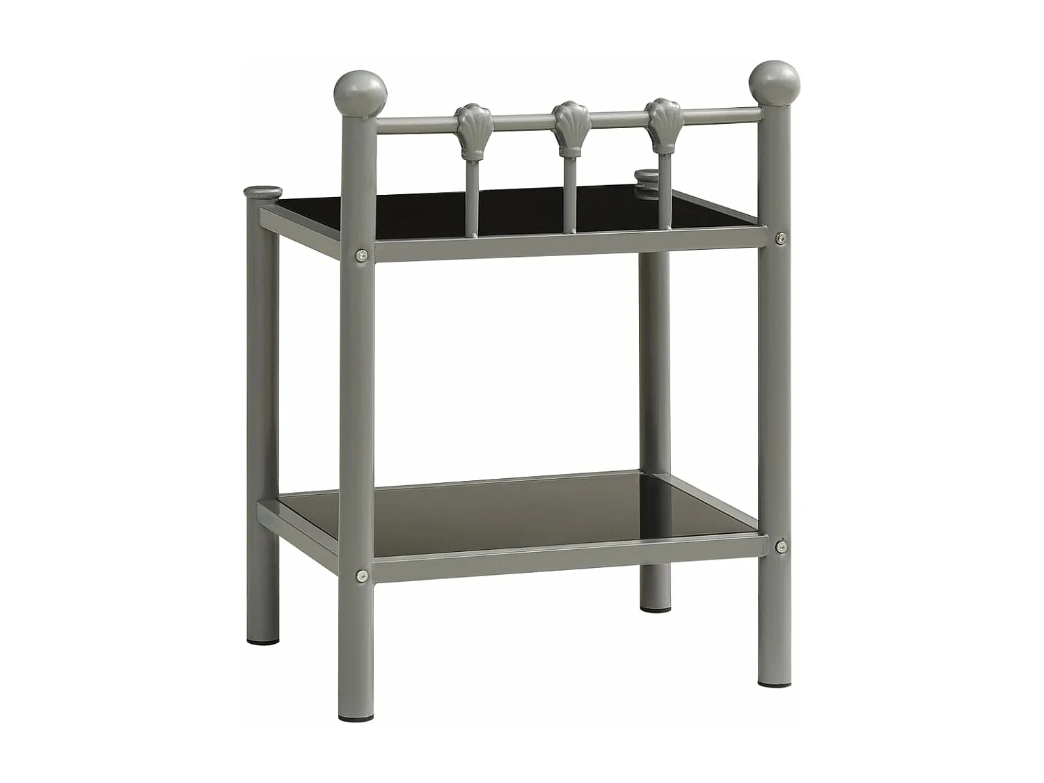 Tables de chevet 2 pièces Gris et noir Métal et verre