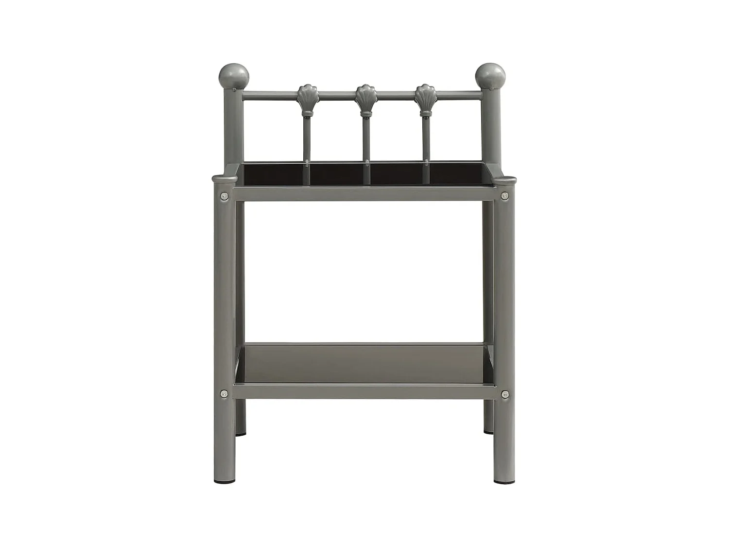 Mesitas de noche 2 unidades metal y vidrio gris y negro