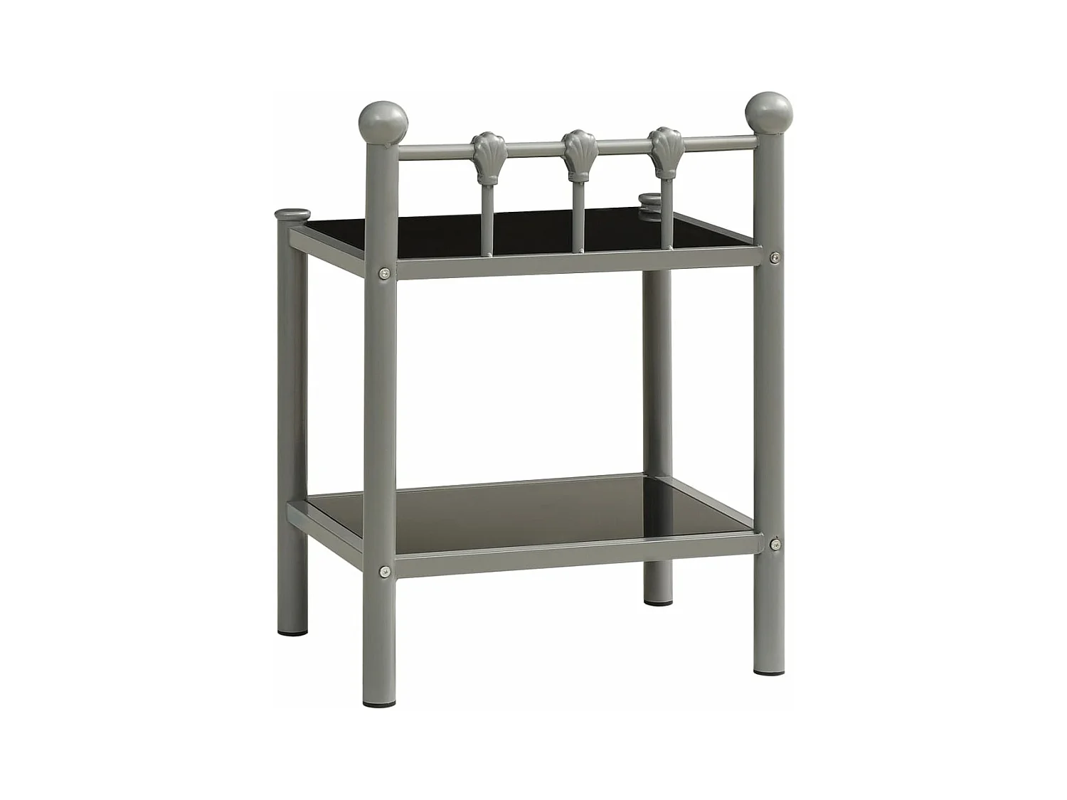 Mesitas de noche 2 unidades metal y vidrio gris y negro