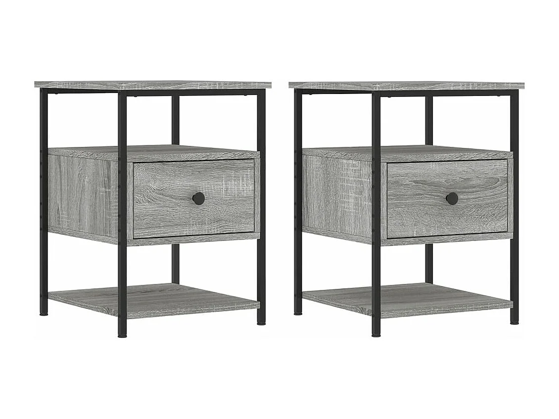Tables de chevet 2 pièces sonoma gris 40x42x56cm bois d'ingénierie