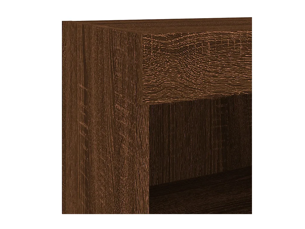 Table de chevet murale avec lumières LED chêne marron