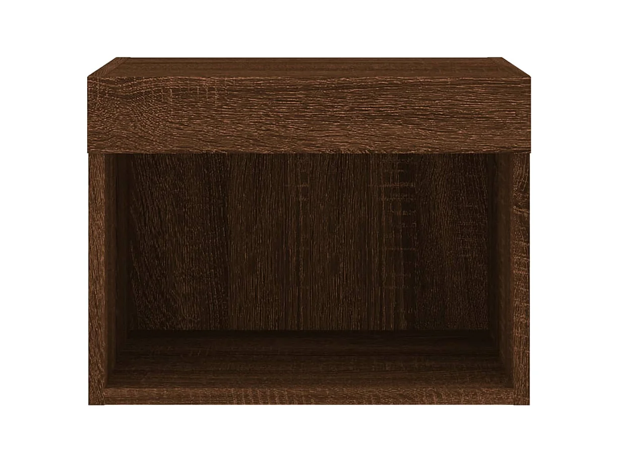 Table de chevet murale avec lumières LED chêne marron