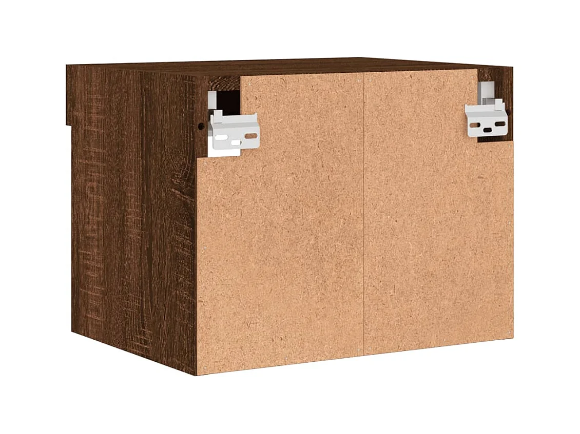 Table de chevet murale avec lumières LED chêne marron