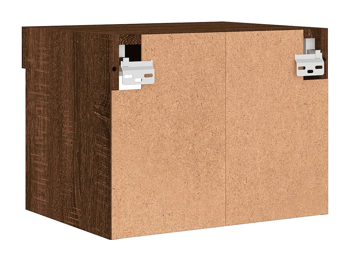 Table de chevet murale avec lumières LED chêne marron