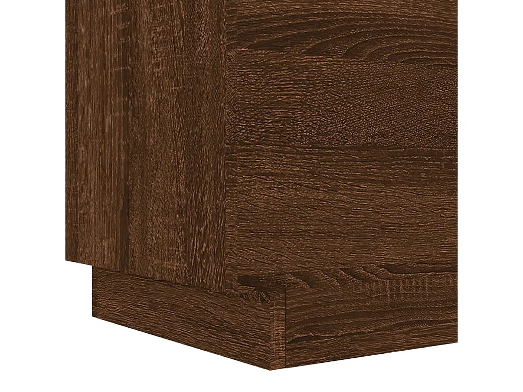 Armoire de chevet et lumières LED chêne marron bois ingénierie