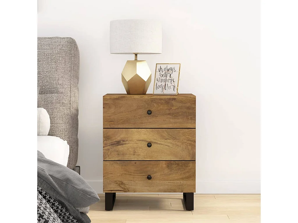Table de chevet 50x33x62 cm Bois de manguier et d'ingénierie