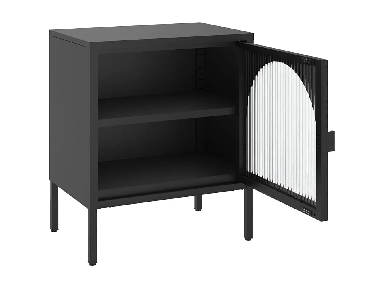 Table de chevet noir 50x35x60 cm verre et acier