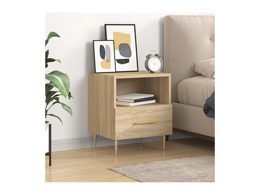 Table de chevet chêne sonoma 40x35x47,5 cm bois d’ingénierie