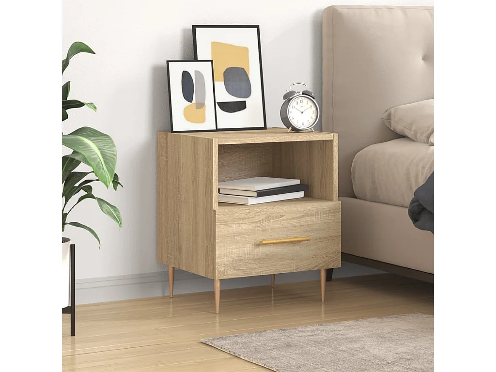 Table de chevet chêne sonoma 40x35x47,5 cm bois d’ingénierie