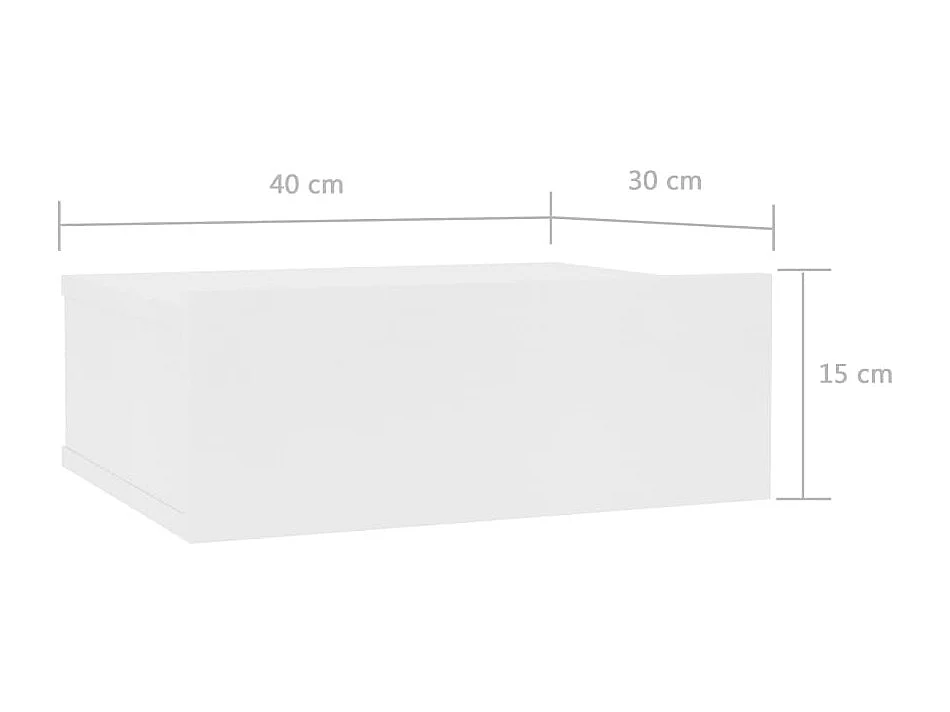 Mesa cabeceira suspensa 2 peças 40x30x15 cm contraplacado branco
