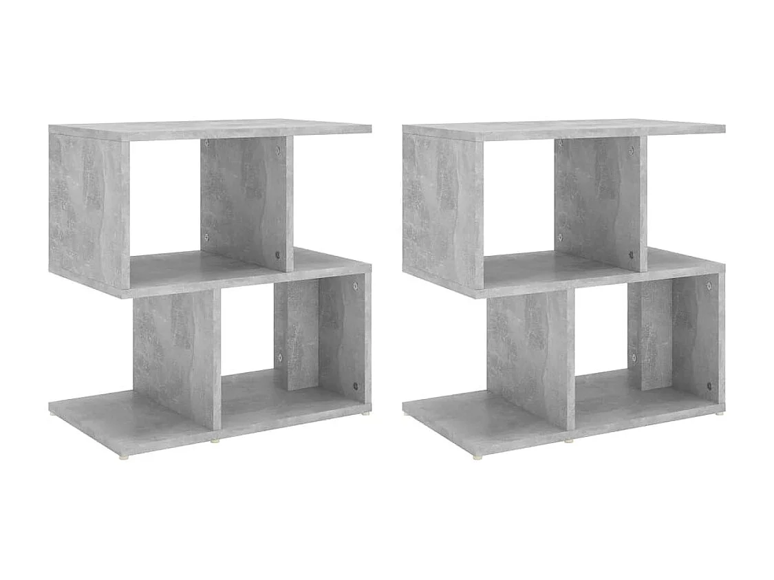 Tables de chevet 2 pièces Gris béton 50x30x51,5 cm Aggloméré