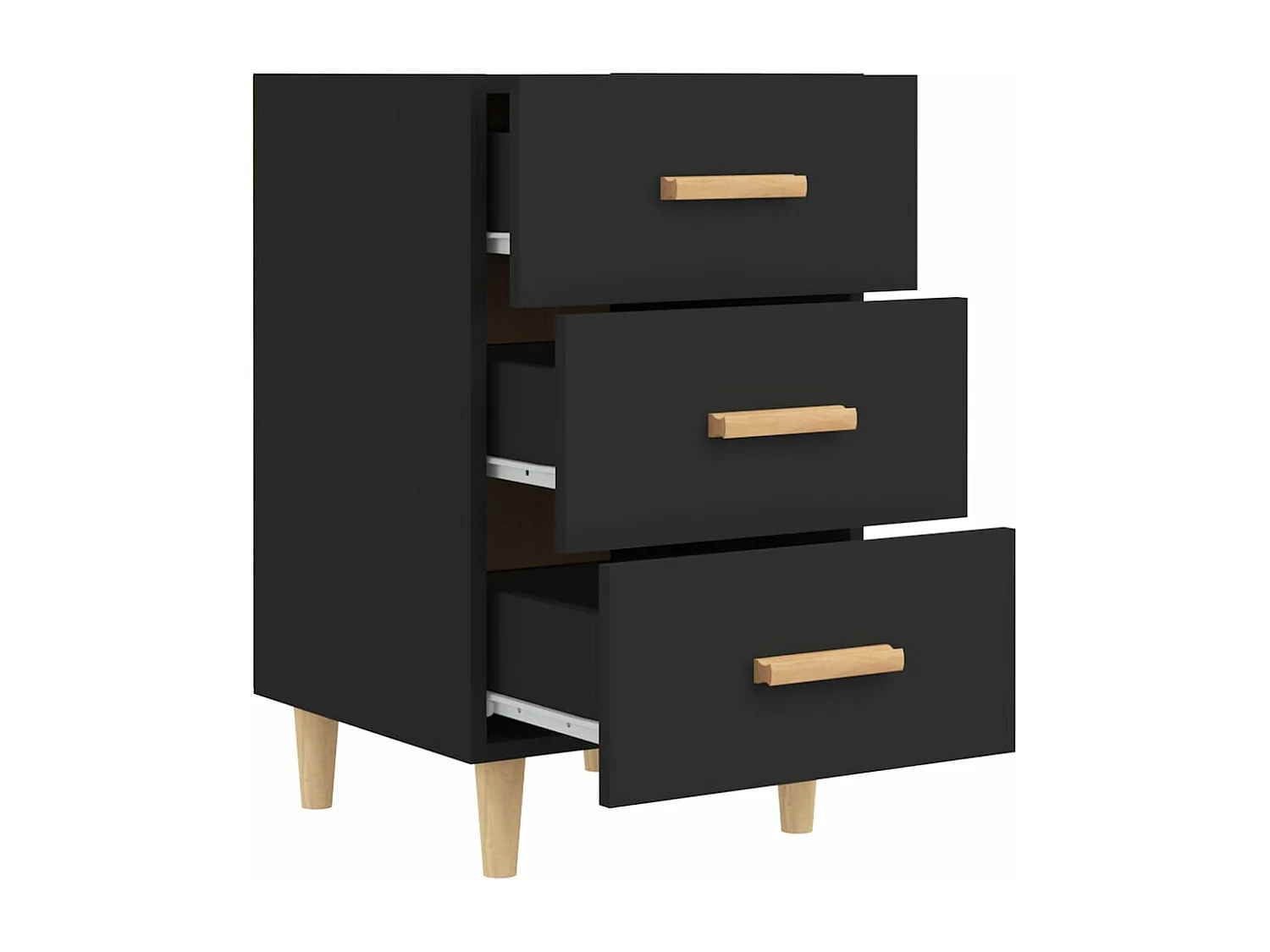 Table de chevet noir 40x40x66 cm bois d'ingénierie