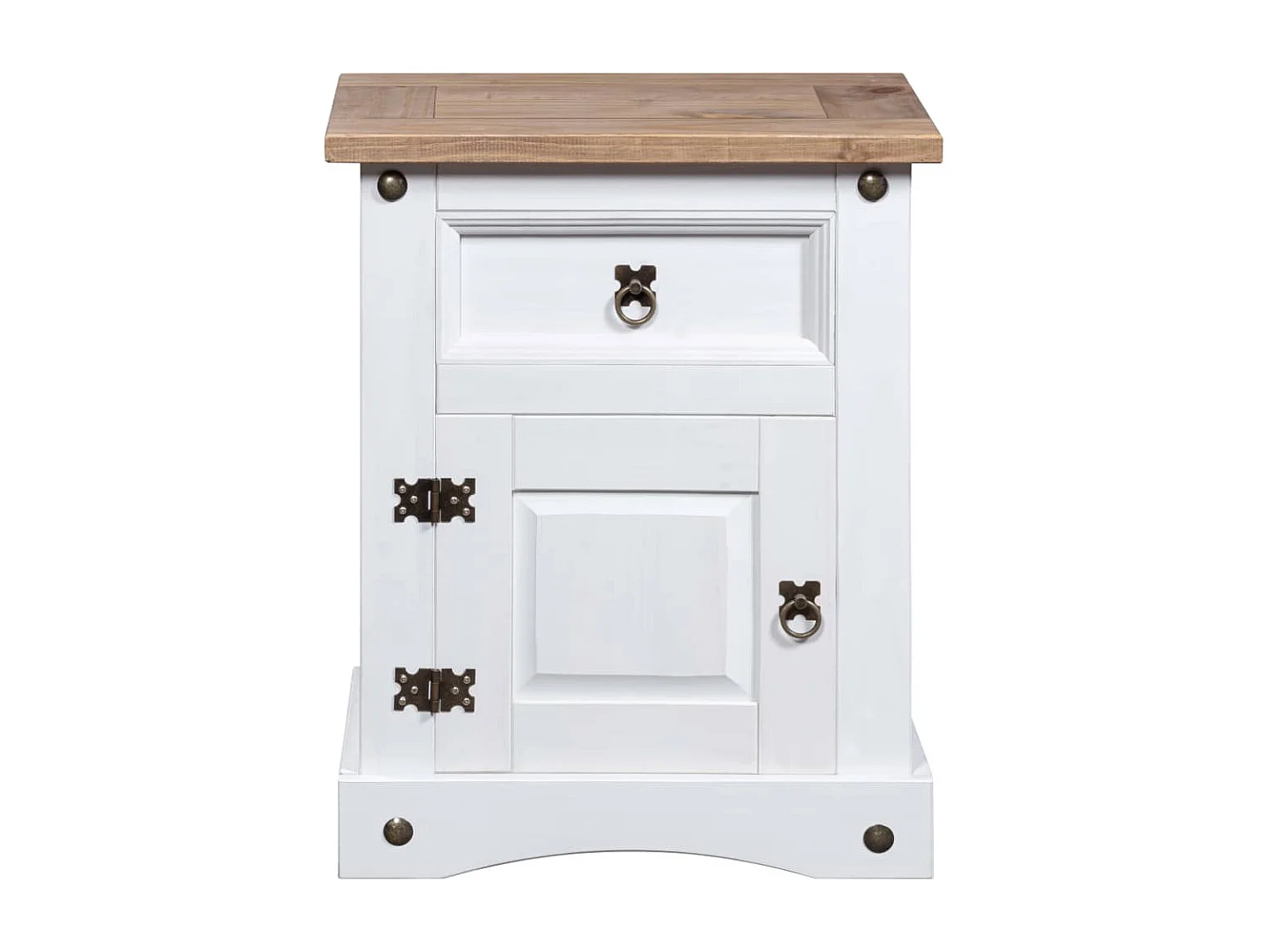 Table de chevet Gamme Corona pin mexicain Blanc 53x39x67 cm