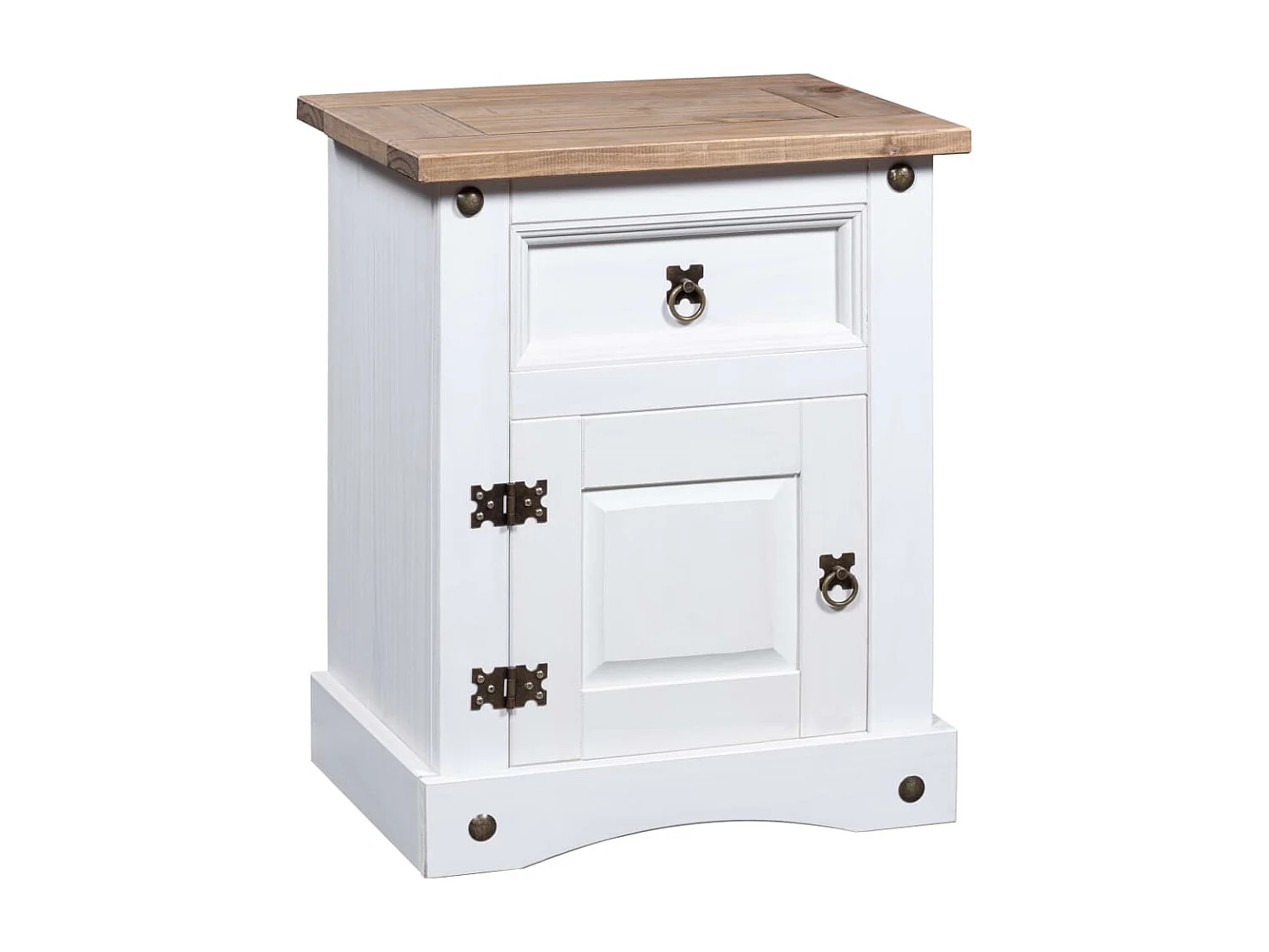 Table de chevet Gamme Corona pin mexicain Blanc 53x39x67 cm