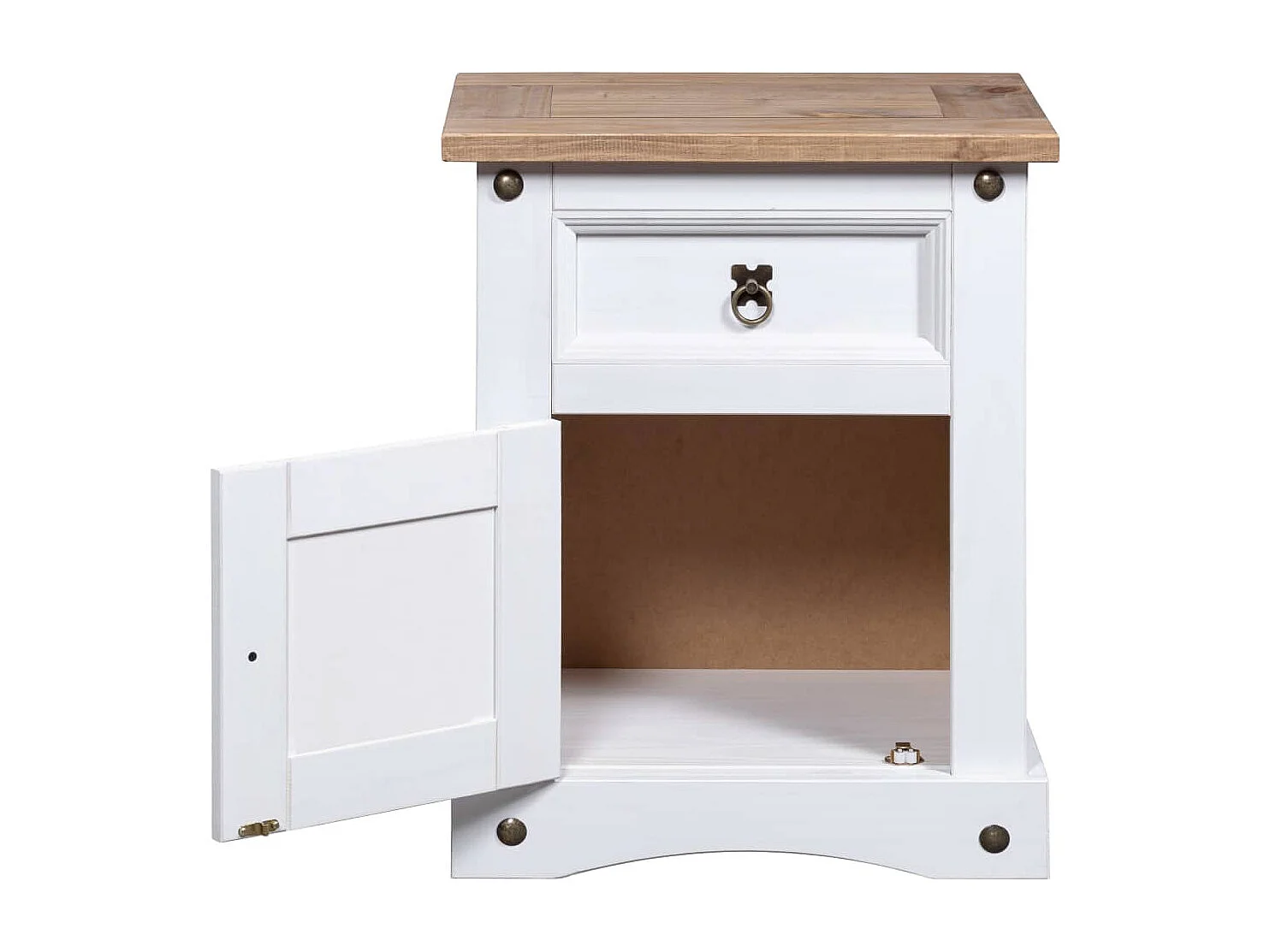 Table de chevet Gamme Corona pin mexicain Blanc 53x39x67 cm