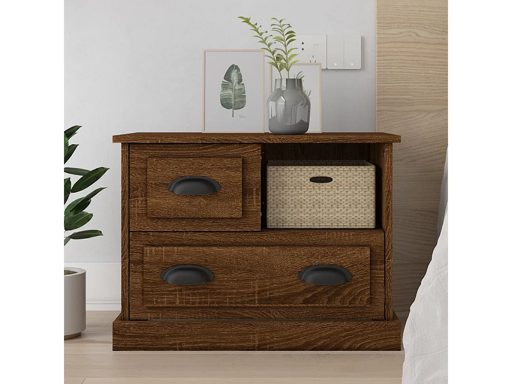 Mesa de cabeceira 60x39x45 cm cor carvalho castanho