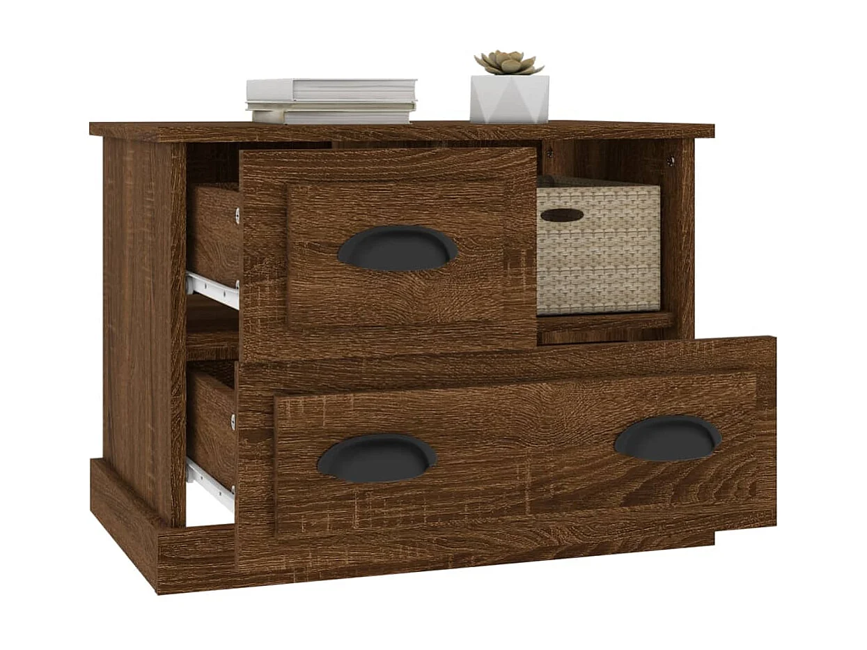 Mesa de cabeceira 60x39x45 cm cor carvalho castanho