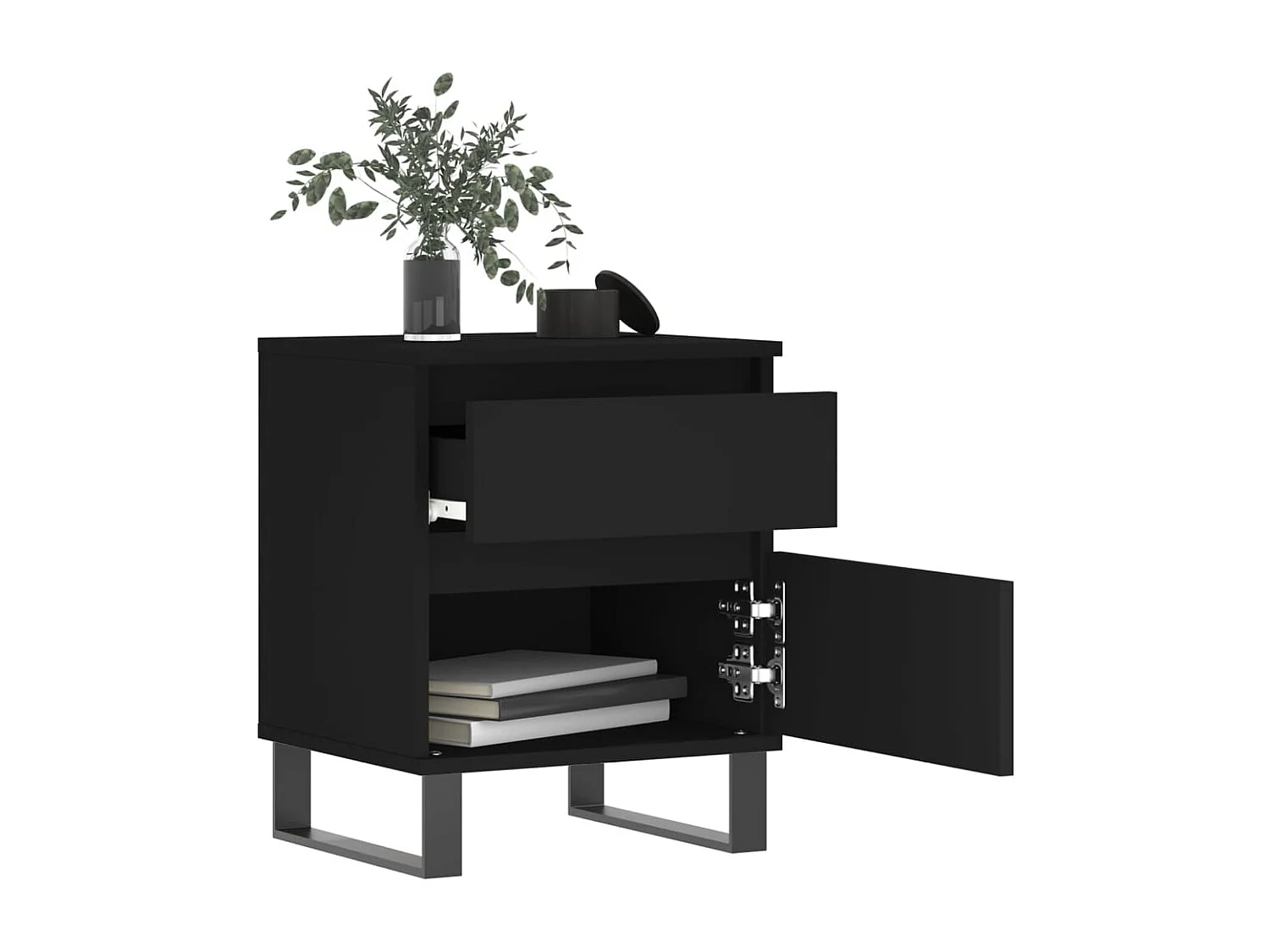 Nachtkastje 40x35x50 cm bewerkt hout zwart