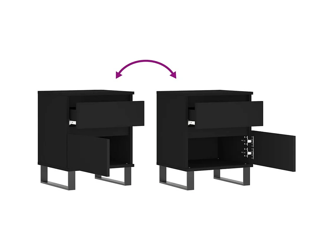 Nachtkastje 40x35x50 cm bewerkt hout zwart