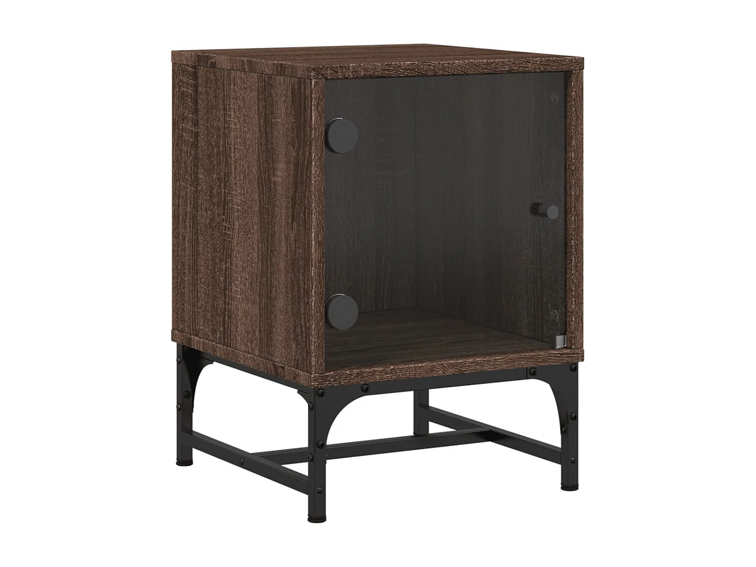 Table de chevet avec porte en verre chêne marron 35x37x50 cm