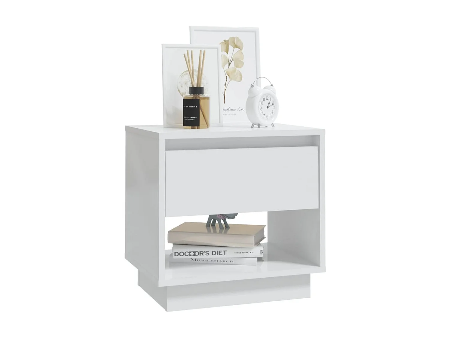 Table de chevet Blanc brillant 45x34x44 cm Aggloméré