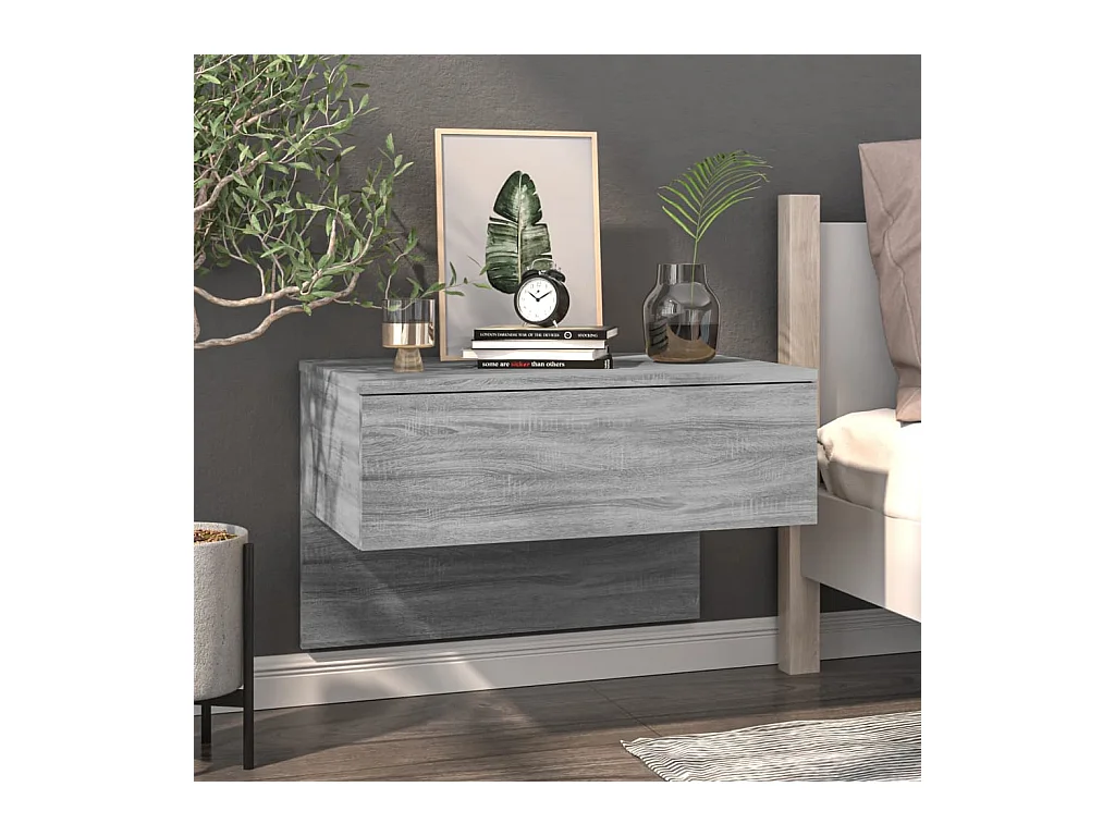 Mesa de cabeceira montagem na parede cinzento sonoma