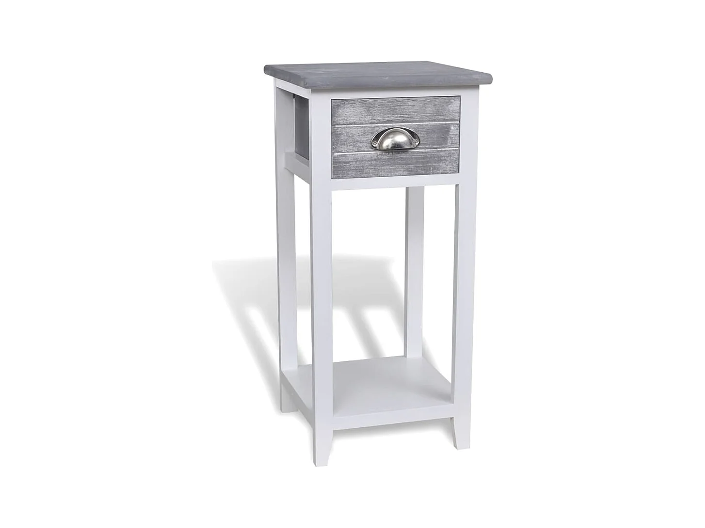Table de chevet avec 1 tiroir Gris et blanc