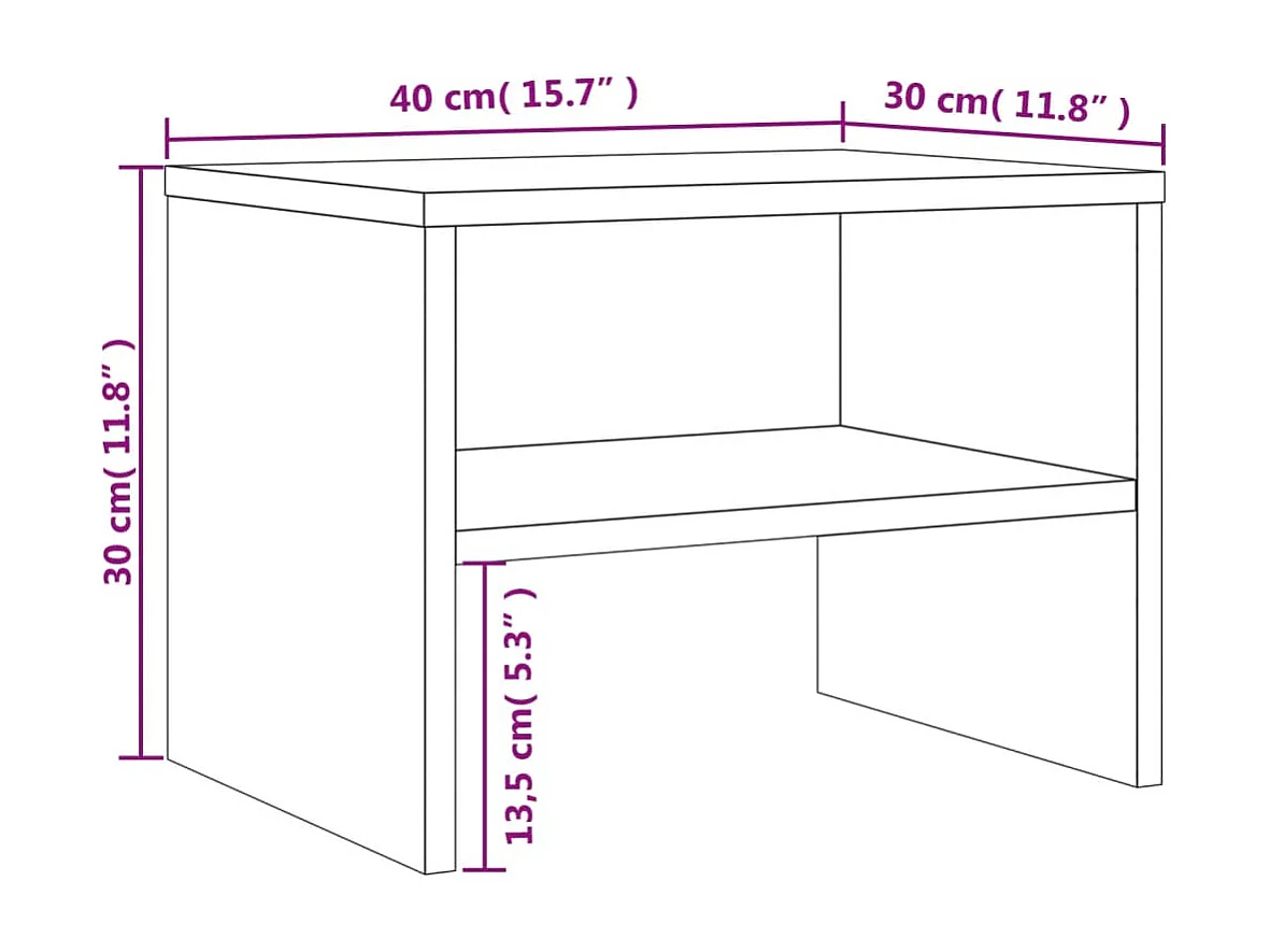 Table de chevet Chêne fumé 40x30x30 cm Bois d'ingénierie
