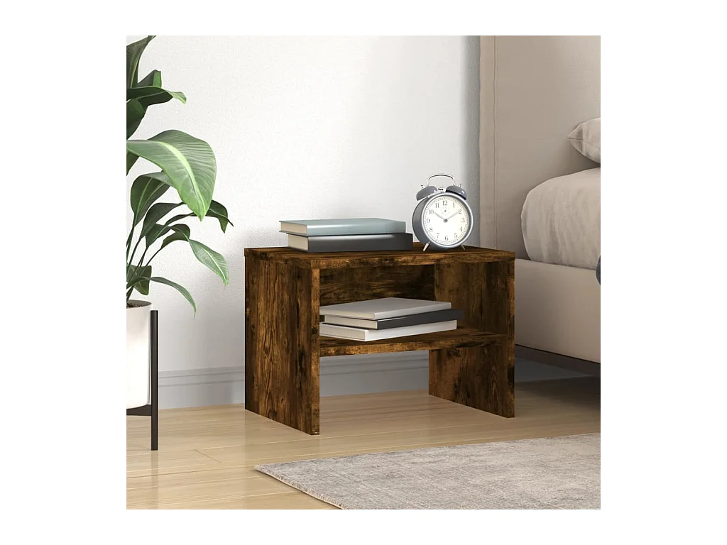 Mesita de noche madera contrachapada roble ahumado 40x30x30 cm