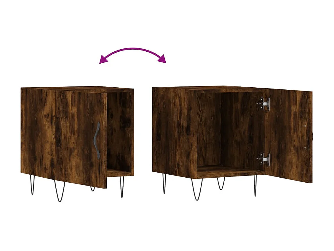 Tables de chevet 2 pièces chêne fumé 40x40x50 cm bois d'ingénierie