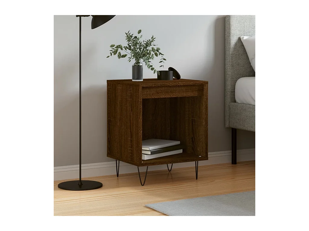 Table de chevet chêne marron 40x35x50 cm bois d’ingénierie