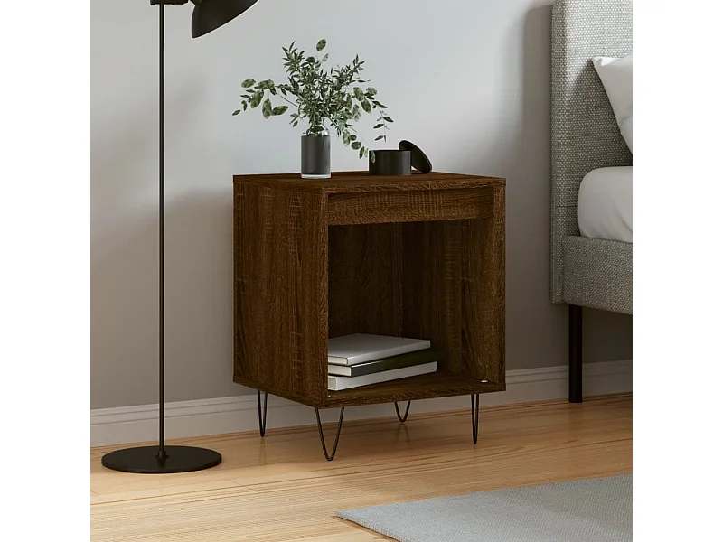 Mesita de noche madera de ingeniería marrón roble 40x35x50 cm