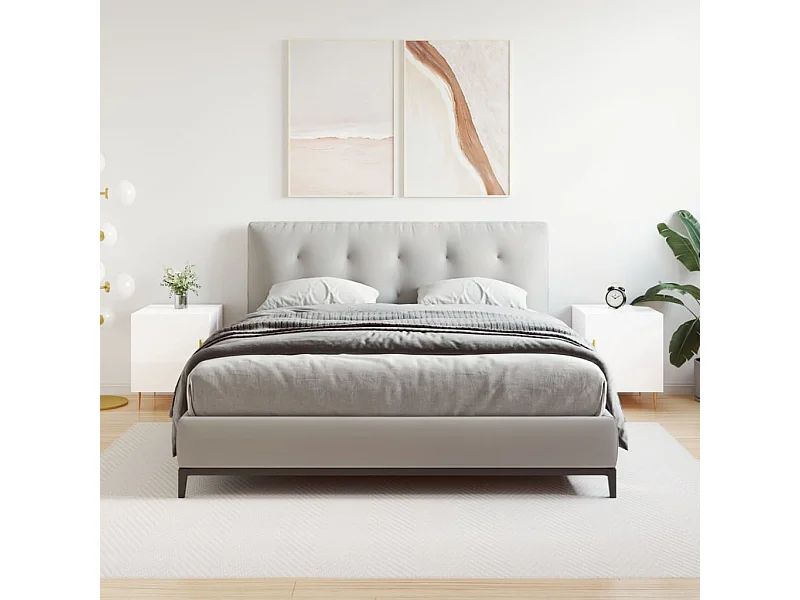 Mesa cabeceira 2peças 40x40x50cm deriv. madeira branco brilhante