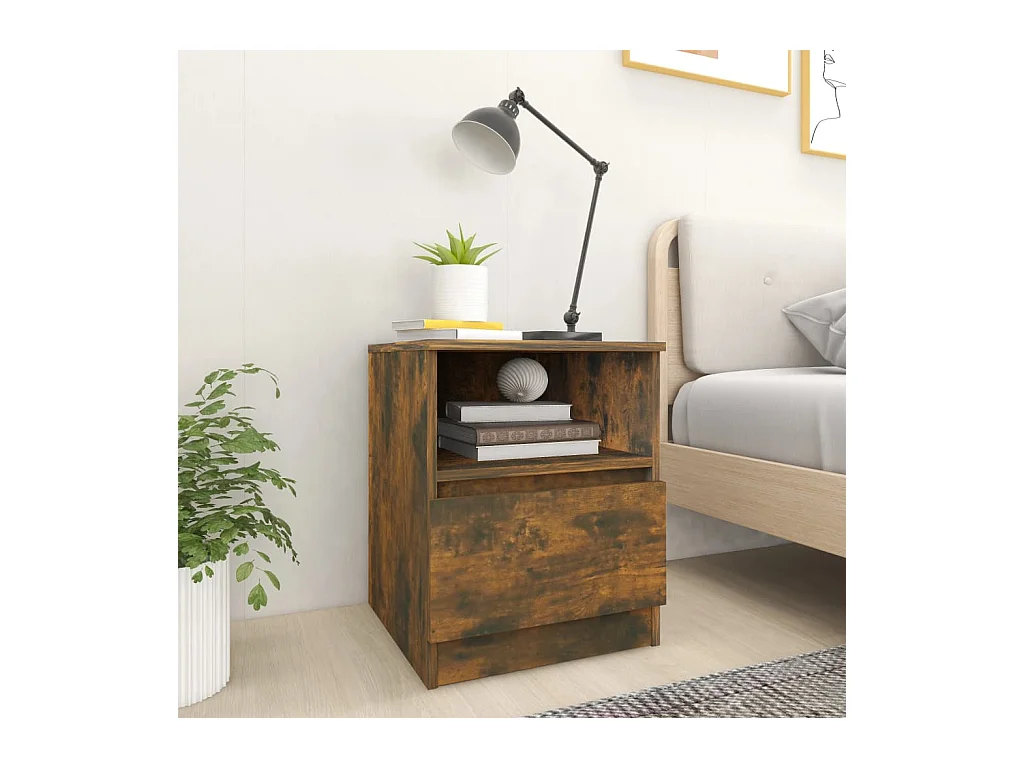 Tables de chevet 2 pièces chêne fumé 40x40x50 cm bois d'ingénierie