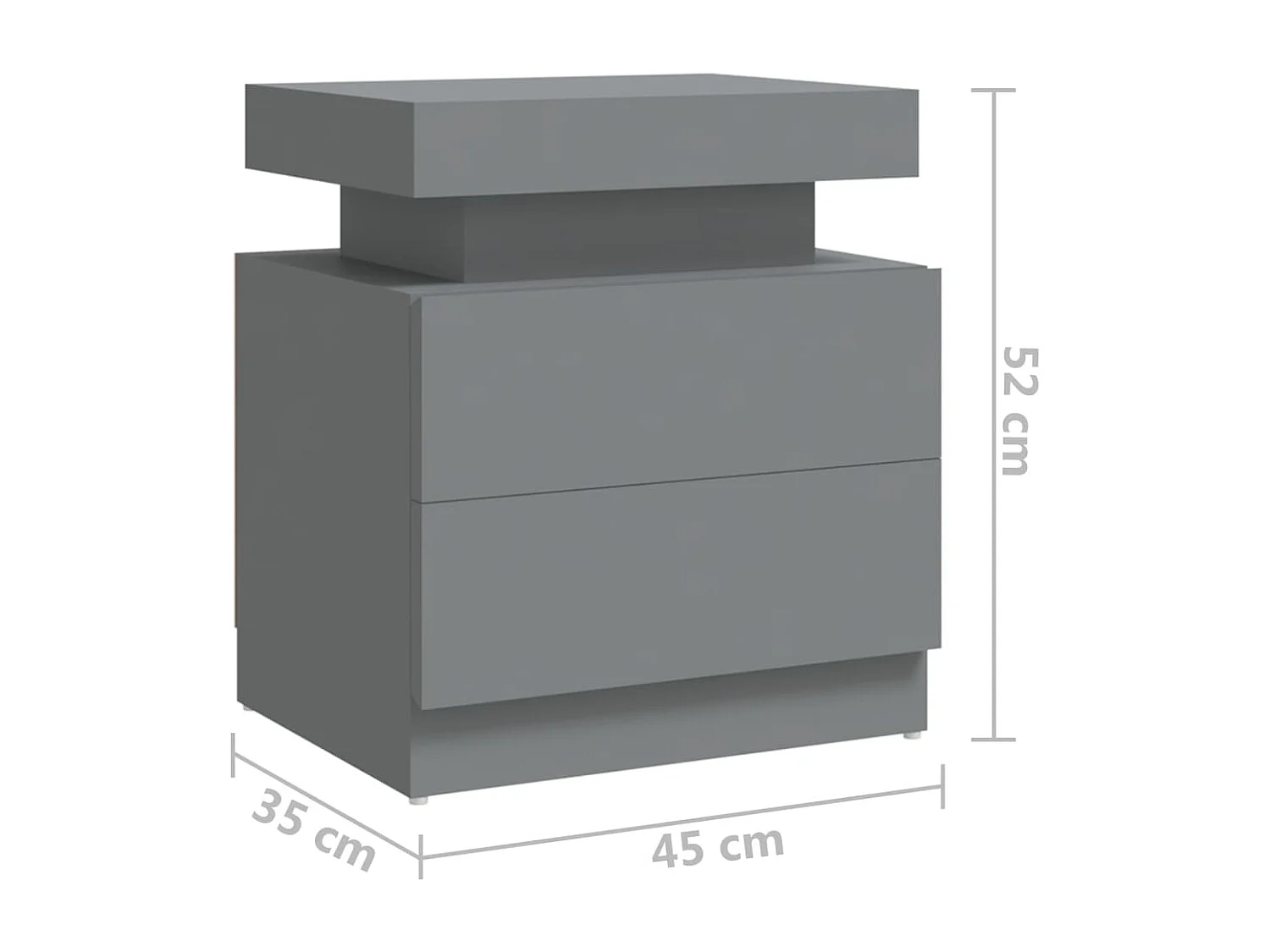 Mesa de cabeceira 45x35x52 cm aglomerado cinzento