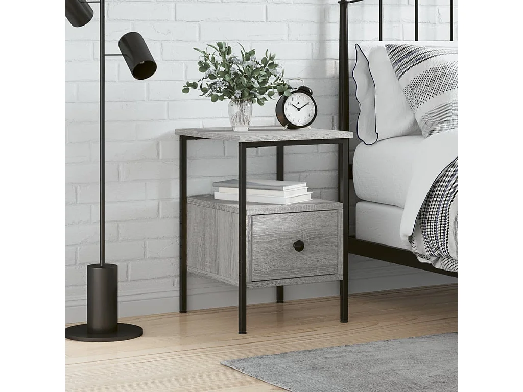 Mesita de noche madera de ingeniería gris Sonoma 34x36x50 cm