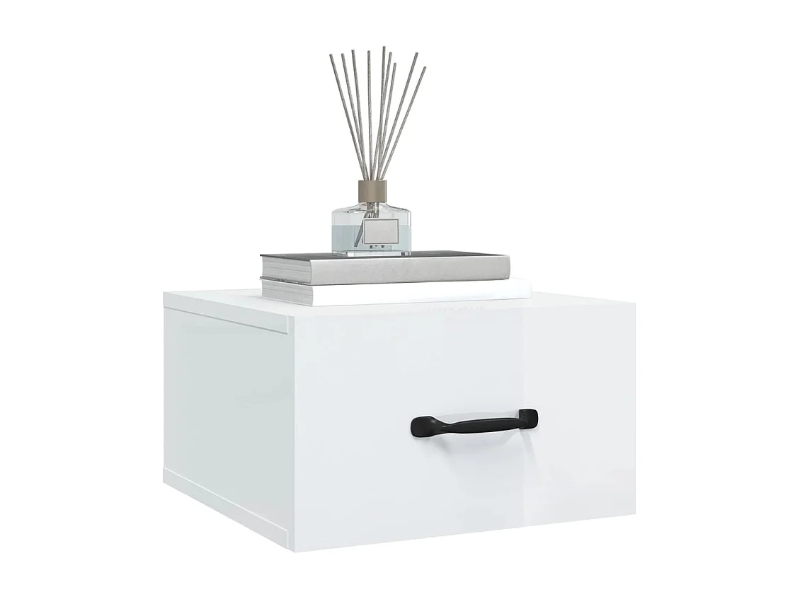 Nachtkastje wandgemonteerd 35x35x20 cm hoogglans wit