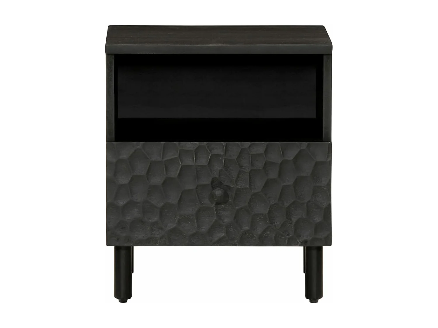 Table de chevet noir 40x33x46 cm bois de manguier solide