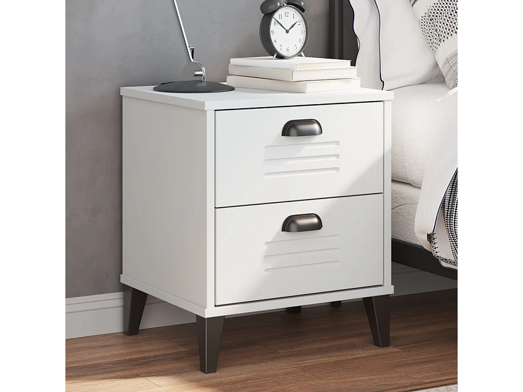 Table de chevet VIKEN blanc bois de pin solide